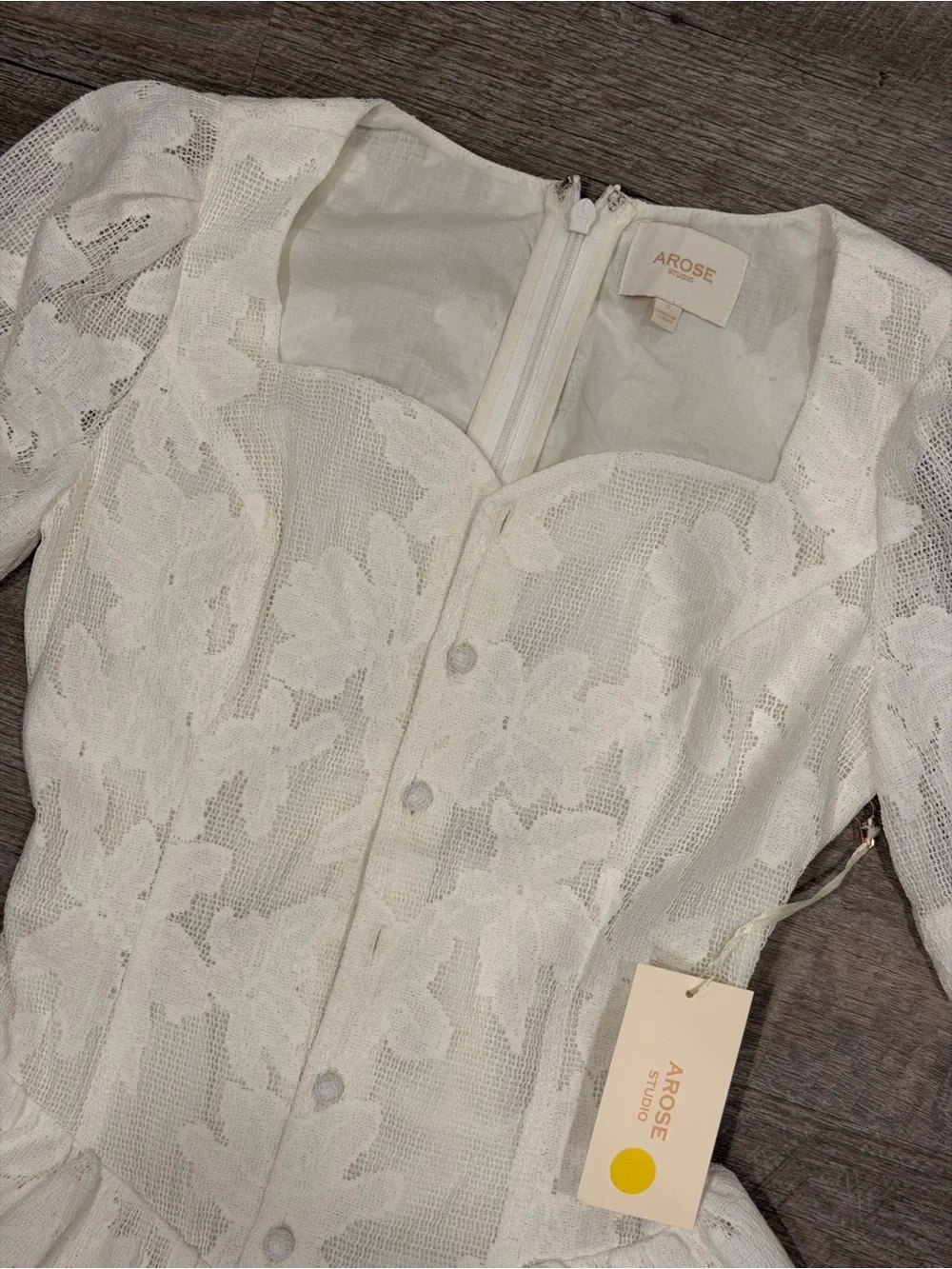 Arose Studio White Floral Lace Corset Mini Dress NWT Size Small Bridal Coquette